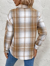 Plaid Collared Neck Half Zip Long Sleeve Top OutfitFlow